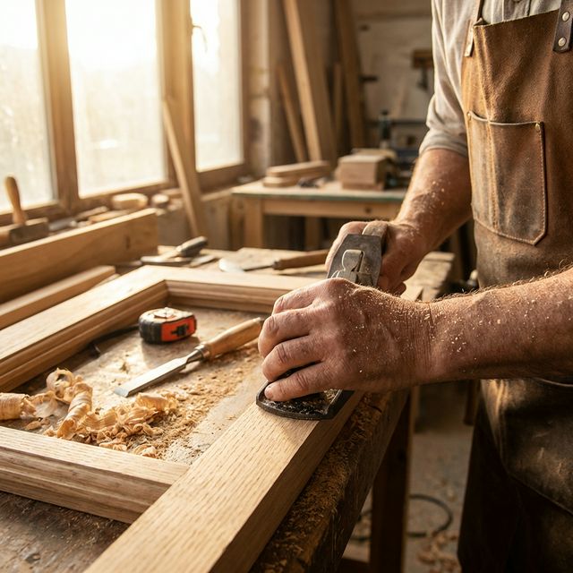Artisan menuisier au travail